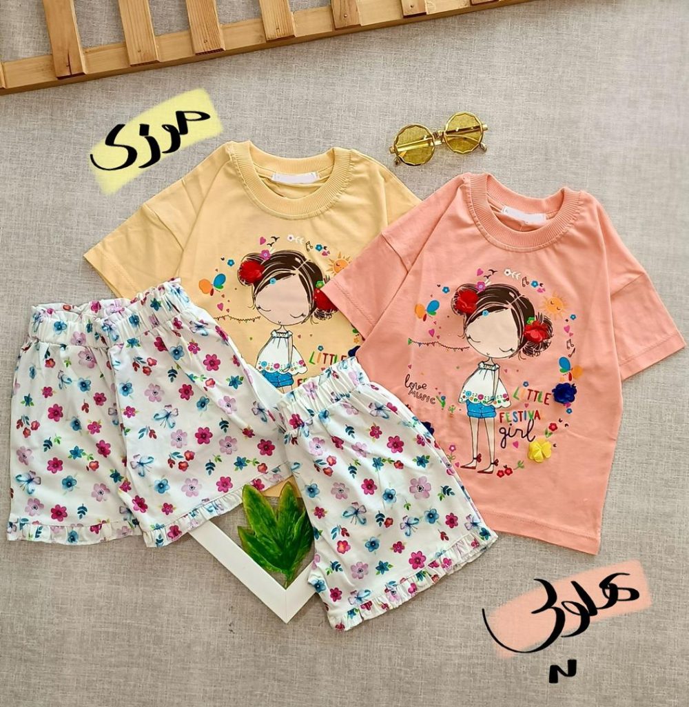 Girl's floral print t-shirt and shorts (3)