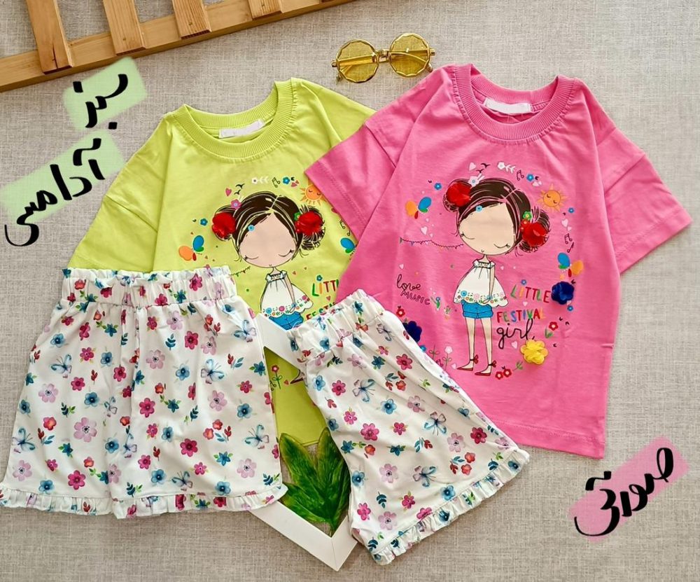Girl's floral print t-shirt and shorts (4)
