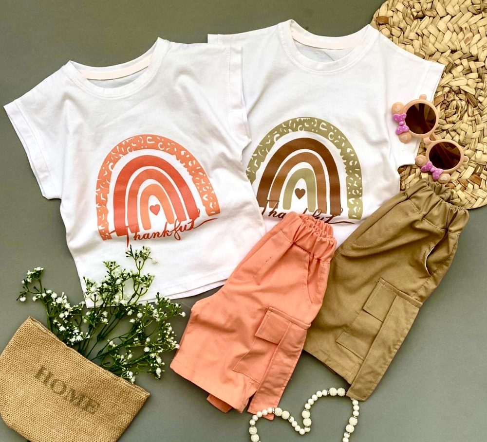 Rainbow cargo t-shirt and shorts (1)