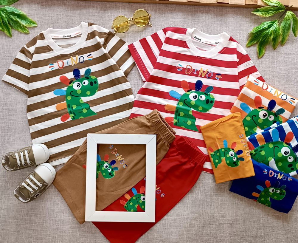 Dino striped t-shirt and shorts (8)