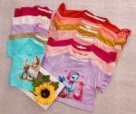 لباس کراپ دخترانه تابستانی در 14 رنگ و طرح متفاوت از جنس پنبه مناسب سن 1 سال تا 12 سال