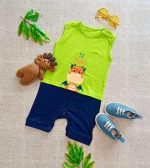 لباس رامپر اسپرت دخترانه و پسرانه مناسب نوزاد 12 ماه تا 36 ماه در دو رنگ جذاب مناسب بهار و تابستان با جنس پنبه