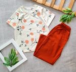 Cool girls' summer crop and pants outdoors