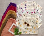 Cool girls' summer crop and pants outdoors