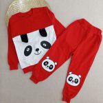 Girls' and boys' blouse and pants set suitable for ages 3 to 9 years old.