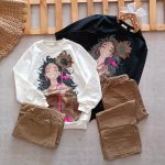 Girls' blouse and pants outfit suitable for ages 6 to 9 years