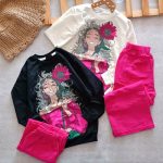 Girls' blouse and pants outfit suitable for ages 6 to 9 years