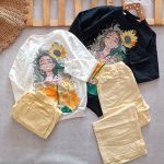 Girls' blouse and pants outfit suitable for ages 6 to 9 years