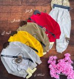 Girls' and boys' blouse and pants set, suitable for ages 3 to 7 years old.