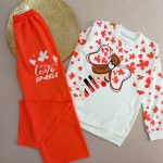 Girls' blouse and pants outfit suitable for ages 8 to 11 years old