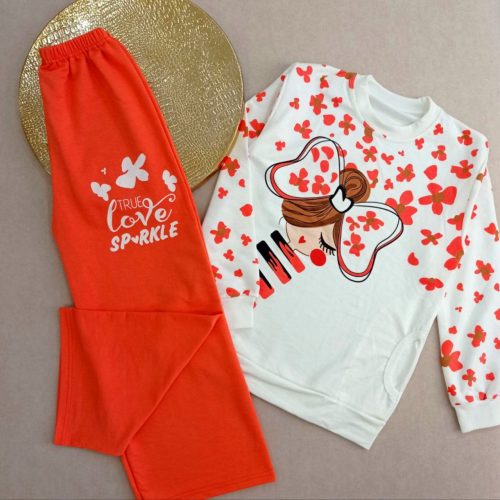 Girls' blouse and pants outfit suitable for ages 8 to 11 years old