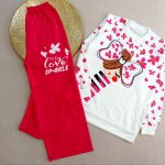 Girls' blouse and pants outfit suitable for ages 8 to 11 years old