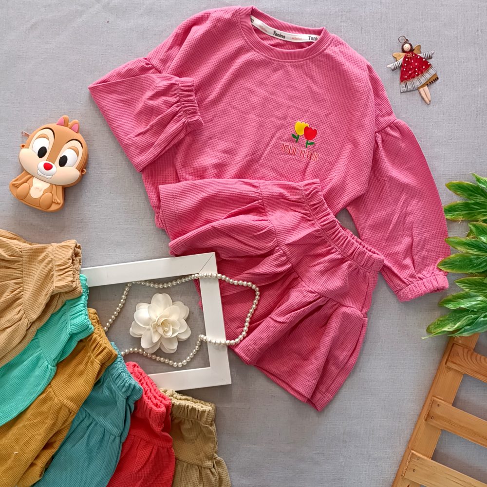 Girls' blouse and skirt, suitable for ages 2 to 5 years (1)