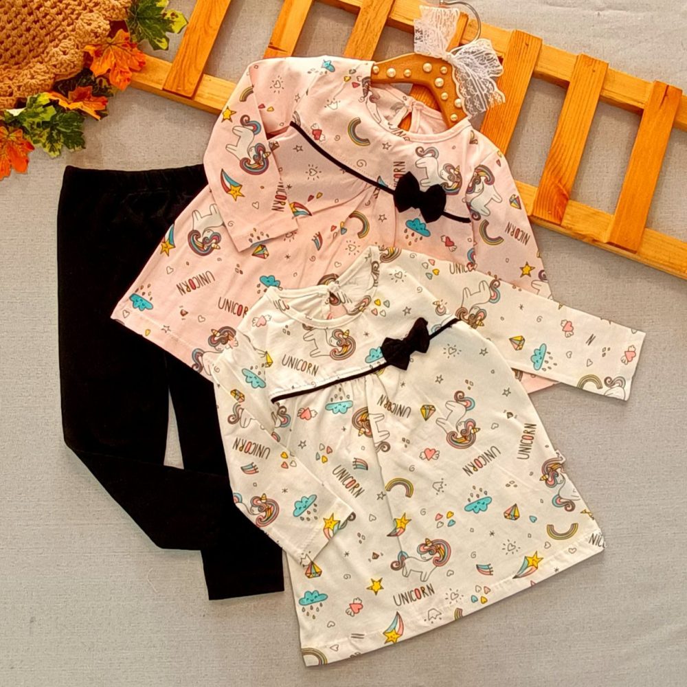 Girls' tunic and pants dress suitable for ages 1 to 9 years (2) Girls' tunic and pants dress suitable for ages 1 to 9 years