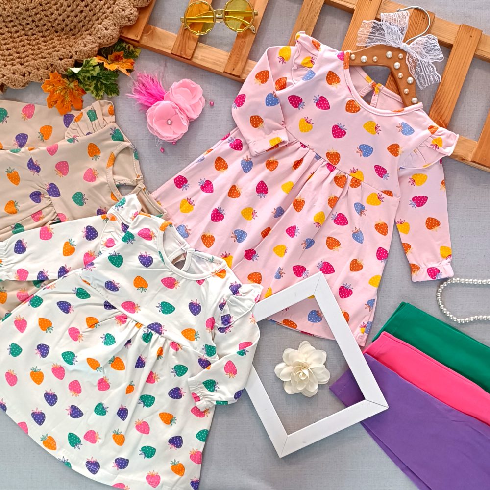 Girls' tunic dress and pants, suitable for 3 months to 36 months