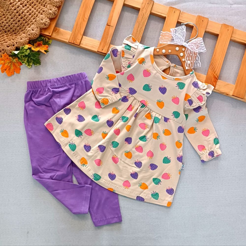 Girls' tunic dress and pants, suitable for 3 months to 36 months