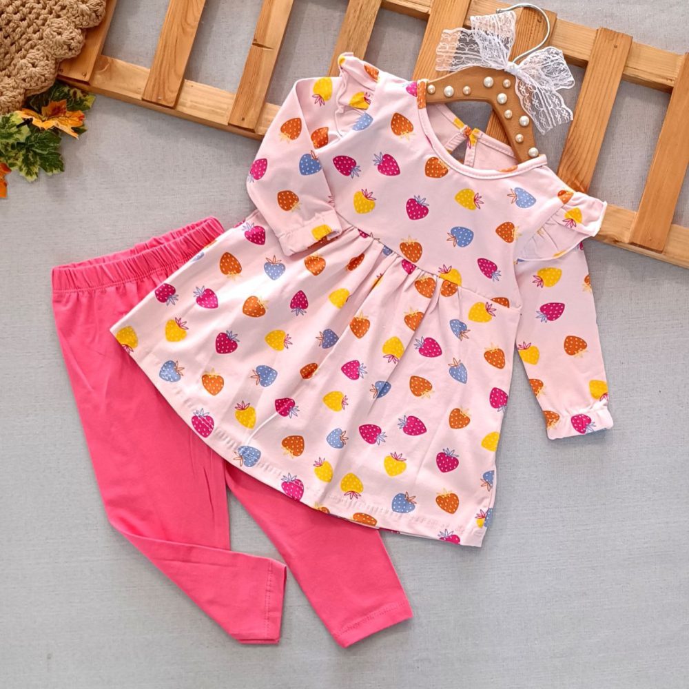 Girls' tunic dress and pants, suitable for 3 months to 36 months