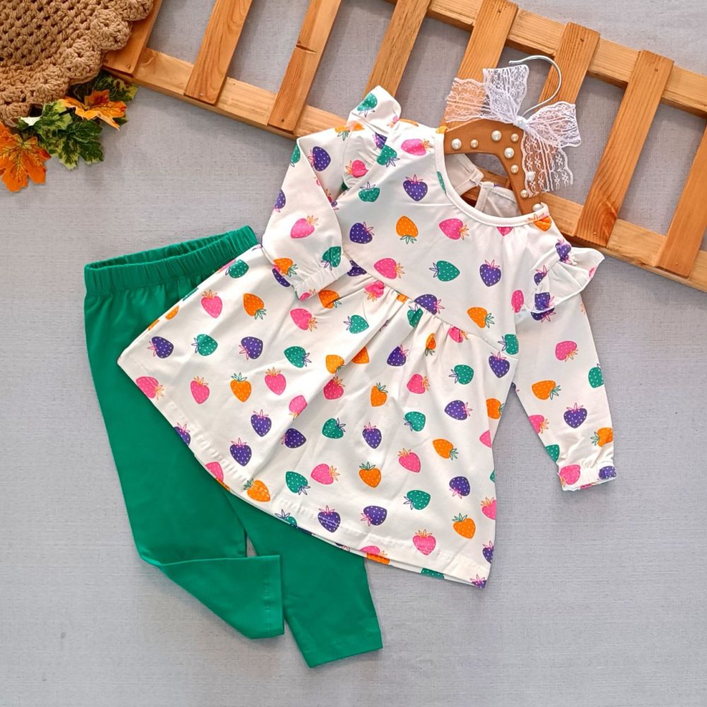 Girls' tunic dress and pants, suitable for 3 months to 36 months