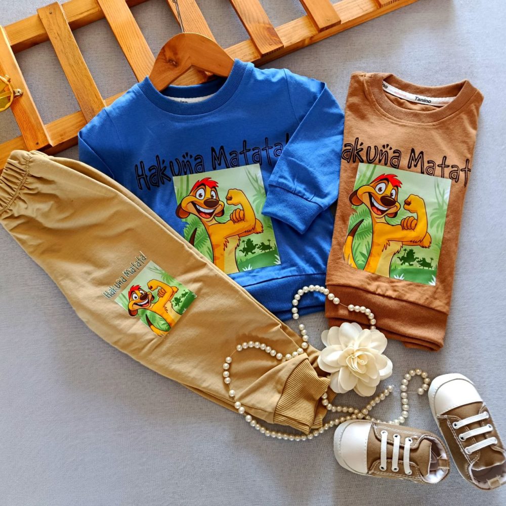 Girls' and boys' blouses and pants, suitable for ages 1 to 5 years old.