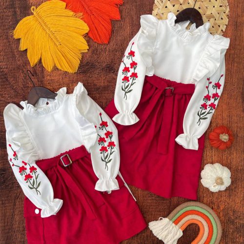 Girls' blouses and skirts suitable for ages 3 to 9 years old