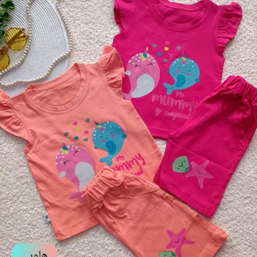 Girls' t-shirts and shorts from 9 months to 4 years