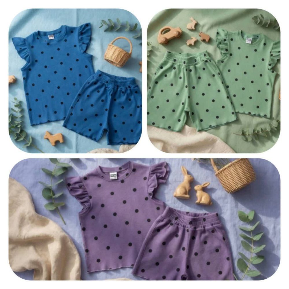 Girls' tops and shorts from sizes 40 to 55