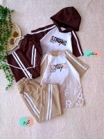 T-shirts and pants for girls and boys, 4 to 7 years old.