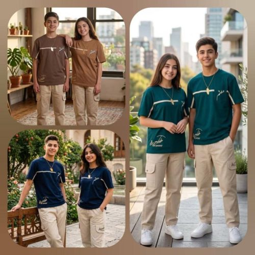 Girls' and boys' cotton t-shirts and pants, sizes 50 to 70