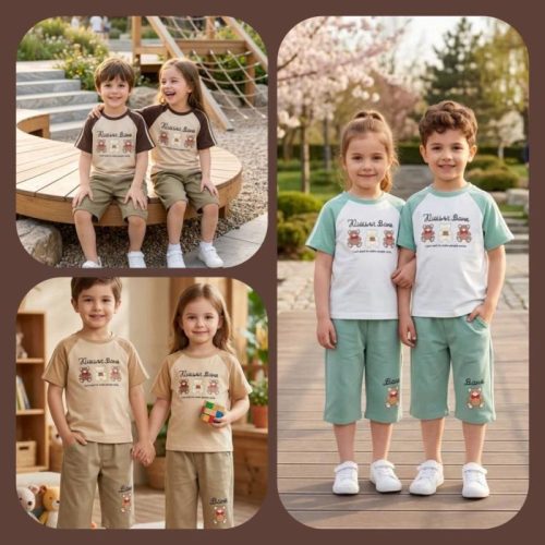 Girls' and boys' t-shirts and shorts from sizes 35 to 55