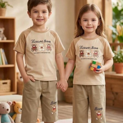 Girls' and boys' t-shirts and shorts from sizes 35 to 55