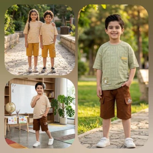 T-shirts and shorts for girls and boys from ages 2 to 10 years old.