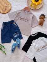 Girls' and boys' T-shirt and shorts sets, sizes 40 and 45