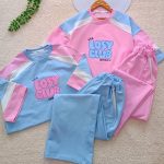Girls' and women's T-shirt and shorts sets, sizes 60 to 70