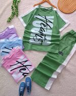 Girls' and women's T-shirts and trousers, sizes 60 to 70