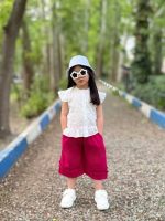 Girls' blouse and shorts set, sizes 40 to 55.