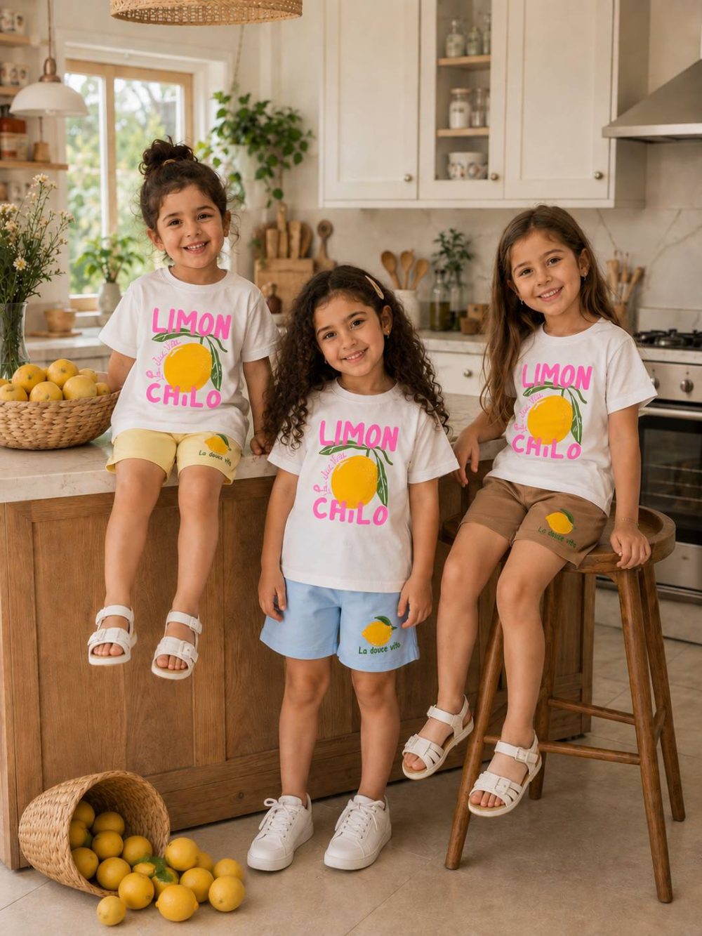 Girls' T-shirt and shorts set (ages 3 to 10)