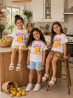 Girls' T-shirt and shorts set (ages 3 to 10)