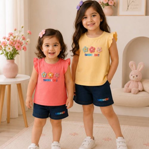Girls' tank top and shorts set (ages 1 to 5)