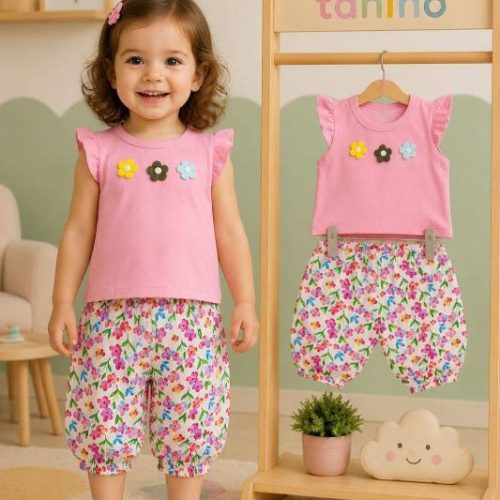 Girls' tank top and shorts set (ages 1 to 5)