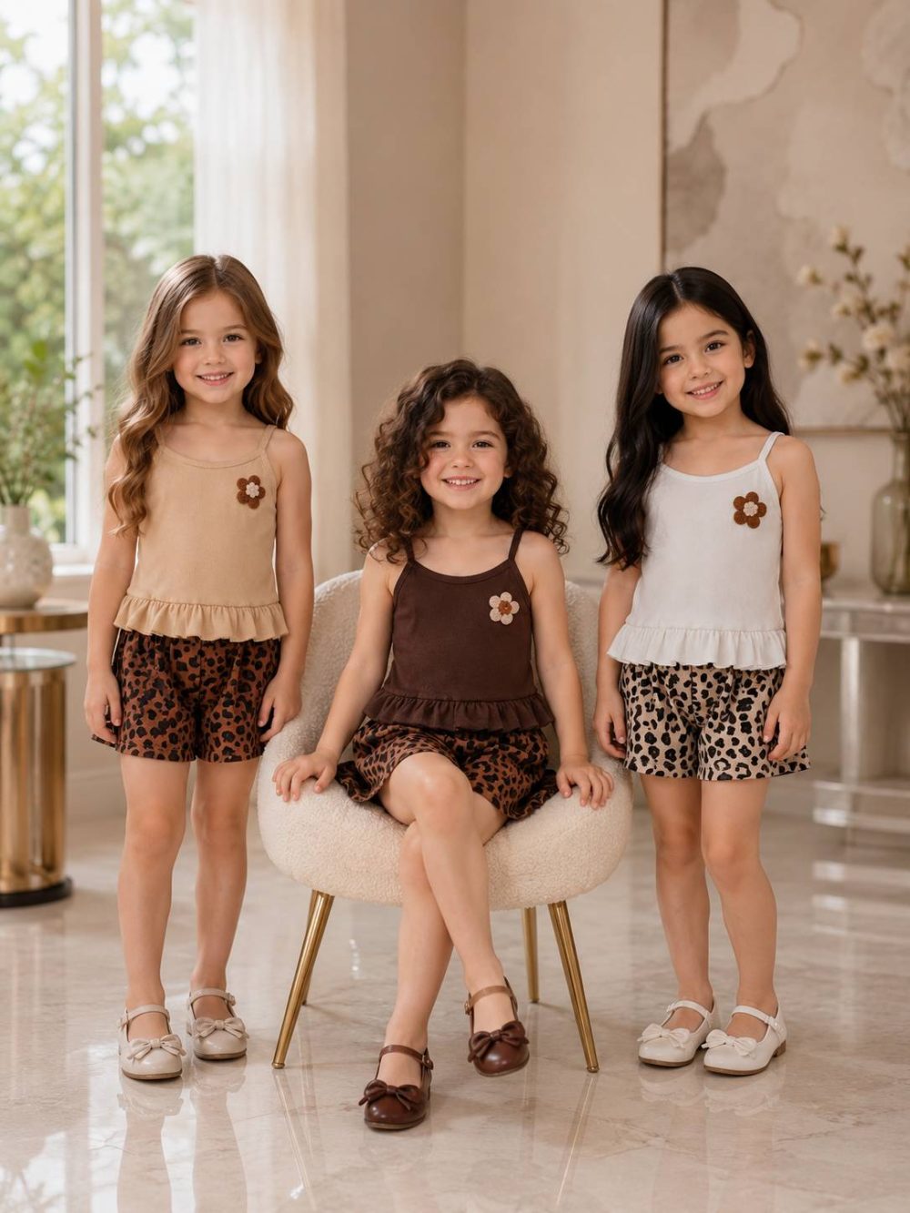 Girls' tank top and shorts set (ages 1 to 5)