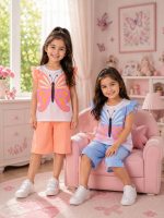 Girls' tank top and shorts set, sizes 35 to 45