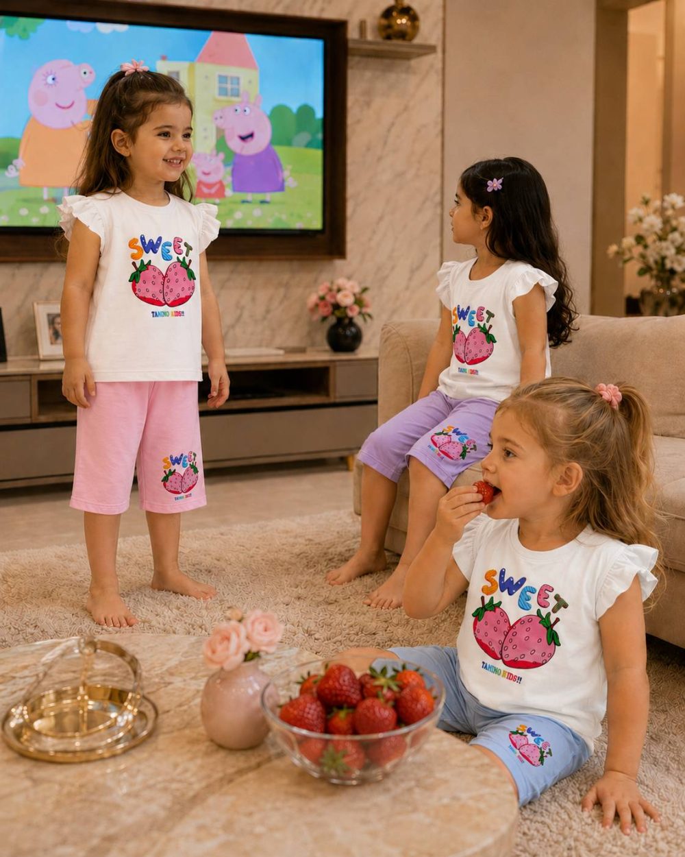 Girls' tank top and shorts set, sizes 45 and 50