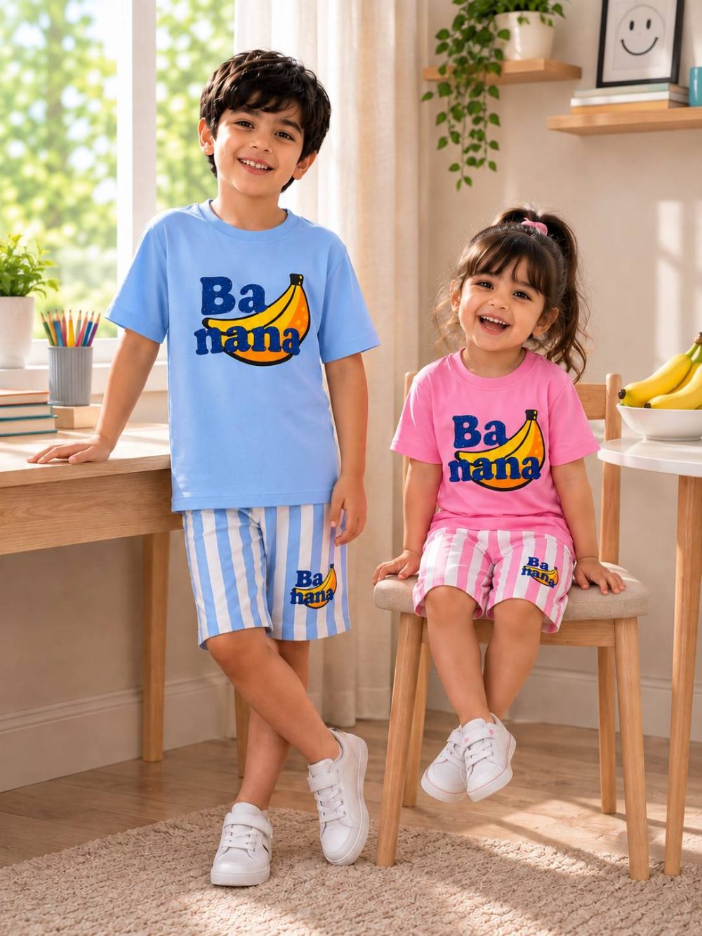 T-shirts and shorts for girls and boys, sizes 40 to 55