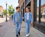 Denim suits for girls and boys, sizes 40 to 60