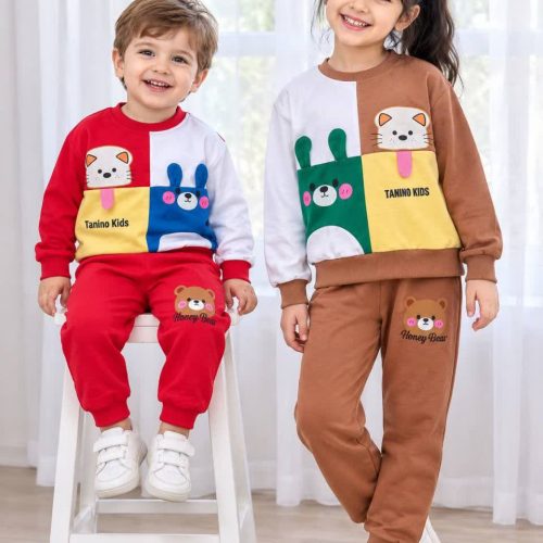 Girls' and boys' blouse and trousers, sizes 45 and 50