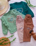 Girls' blouse and trousers, sizes 35 to 60