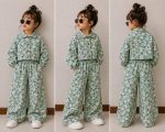 Girls' crop top and trousers, sizes 50 to 65