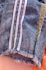Girls' denim suit (jacket and trousers), ages 4 to 15