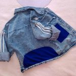 Girls' denim suit (jacket and trousers), ages 4 to 15