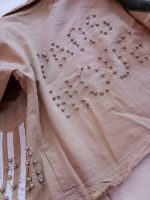 Girls' denim suit (jacket and trousers), ages 4 to 15